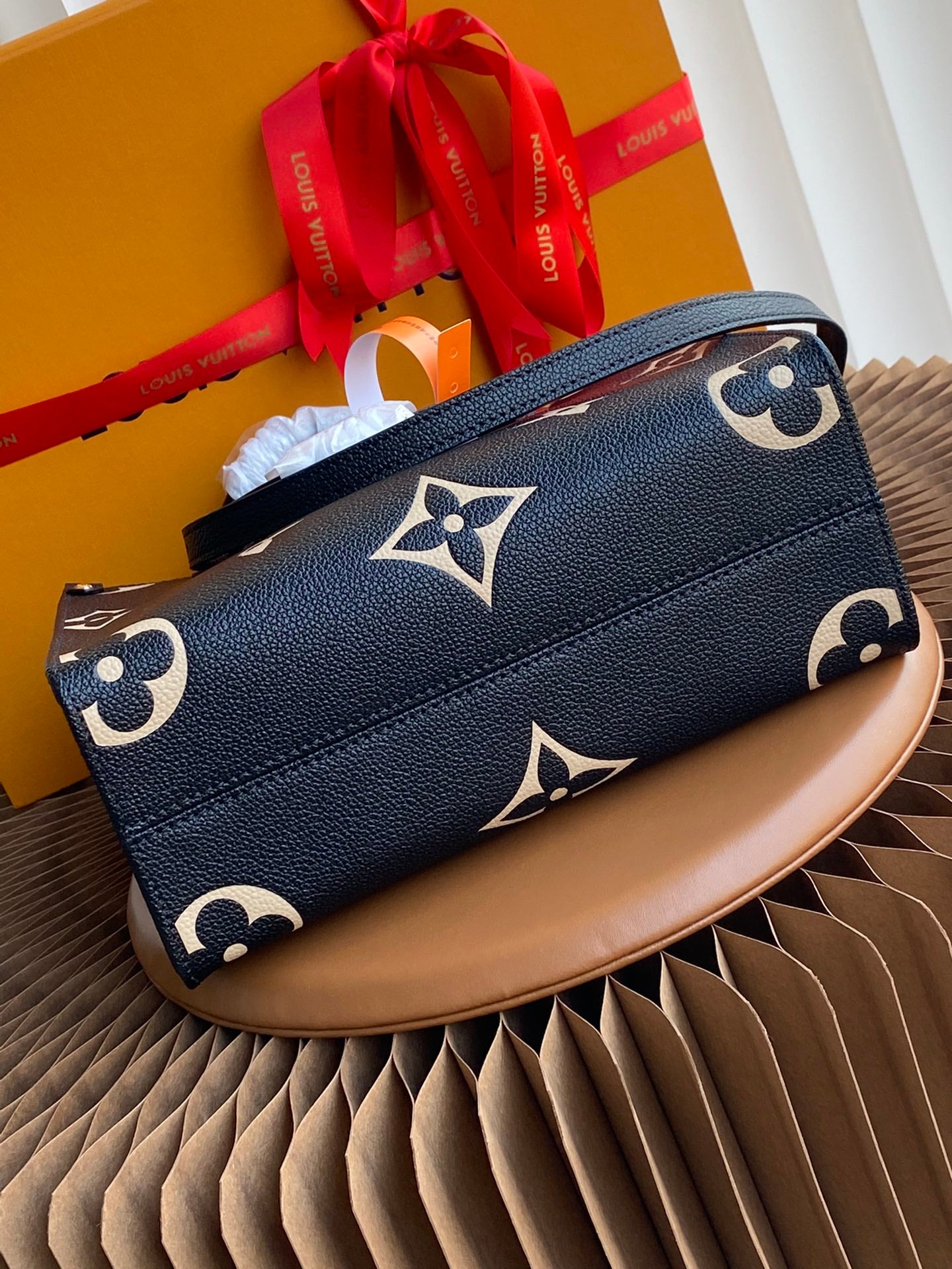 Louis Vuitton OnTheGo PM Monogram Empreinte Bicolor Leather Tote Bag - Black/Beige