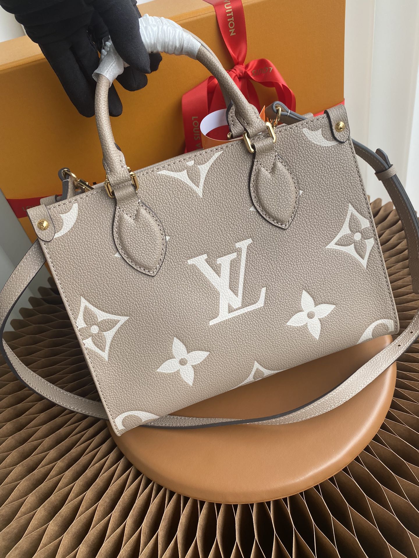Louis Vuitton Onthego PM Monogram Empreinte Leather Tote Bag - Turtledove