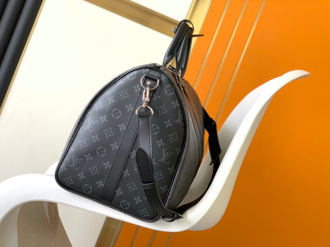 Louis Vuitton Keepall Bandoulière 50 Monogram Eclipse Canvas Travel Bag