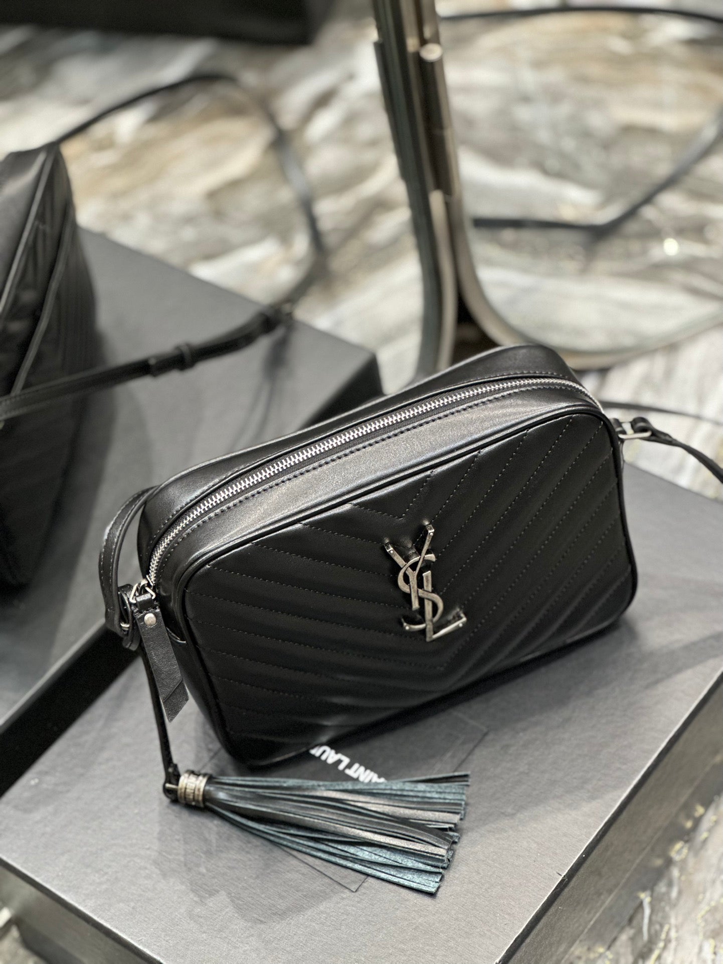 Saint Laurent Lou Camera Bag in Quilted Leather - Black
