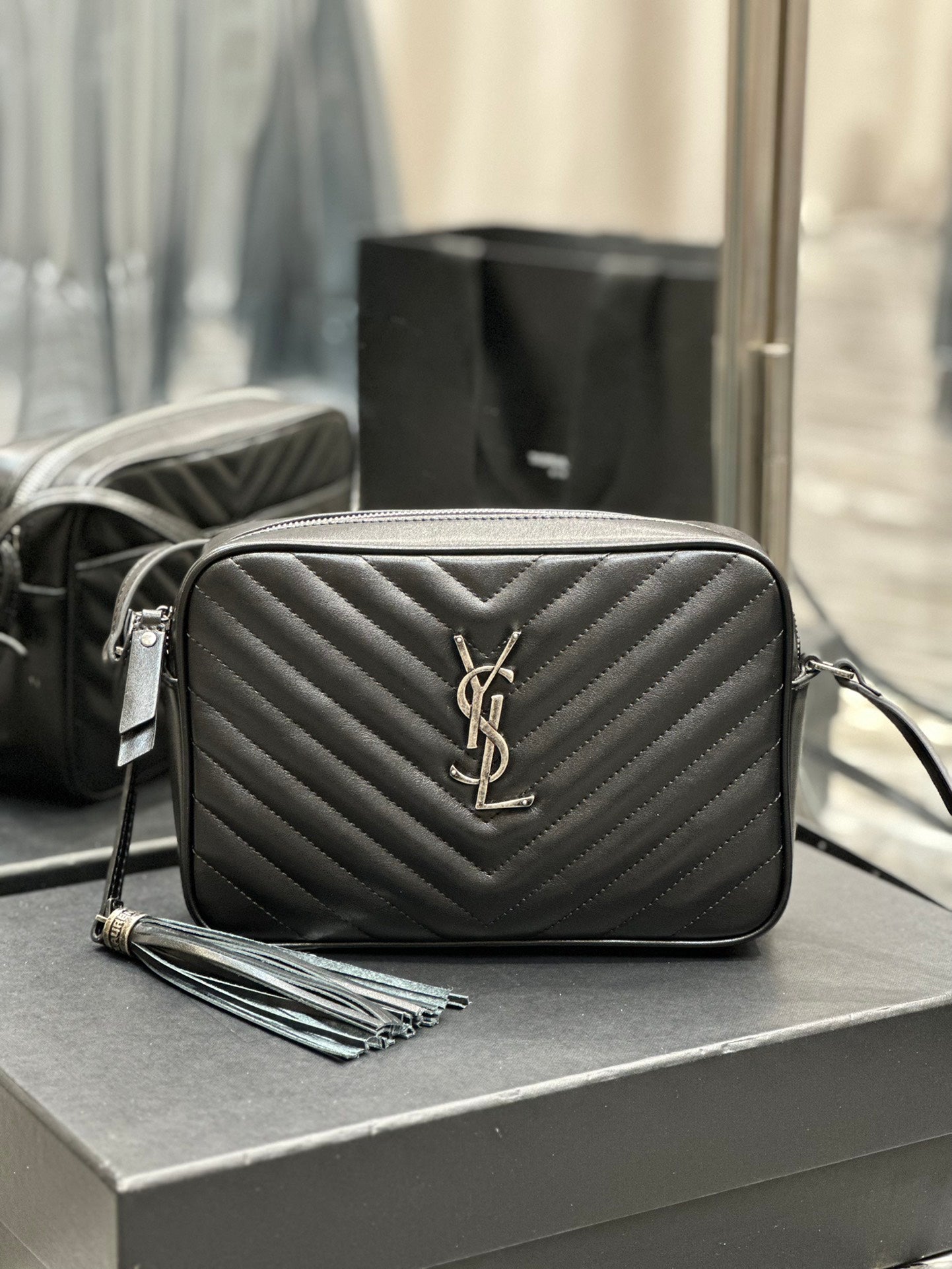 Saint Laurent Lou Camera Bag in Quilted Leather - Black