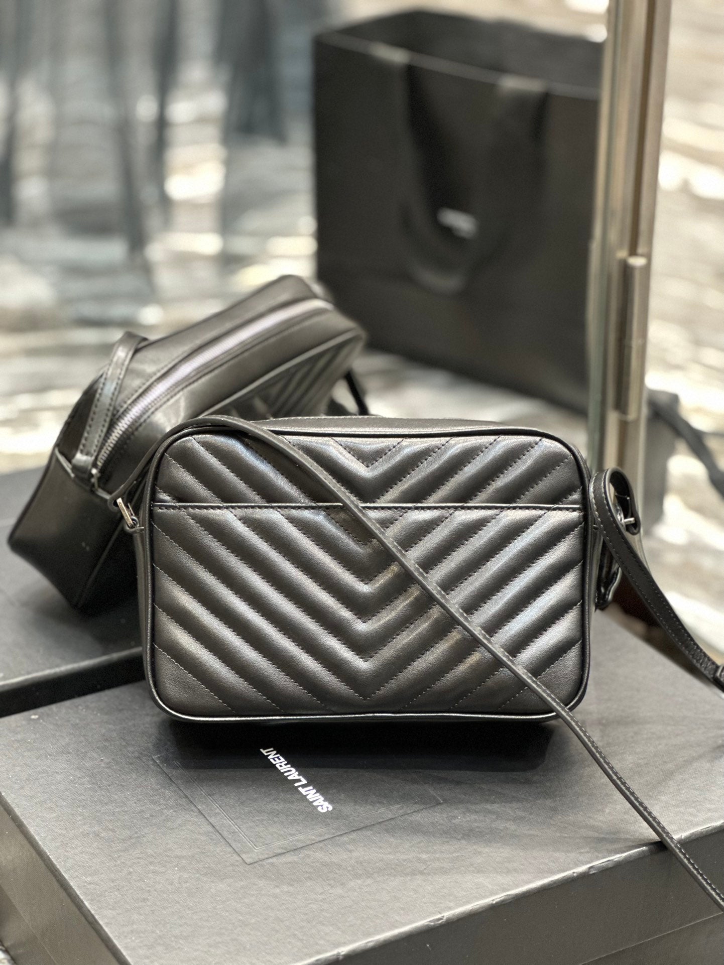 Saint Laurent Lou Camera Bag in Quilted Leather - Black