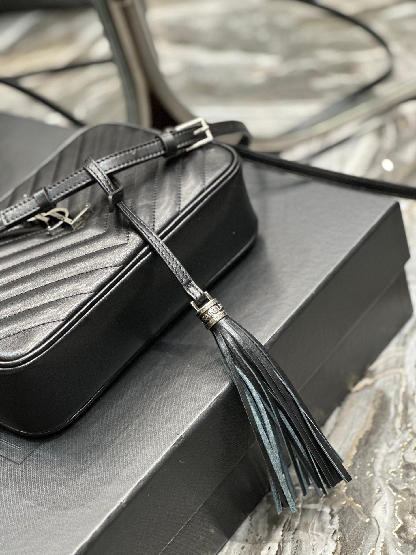 Saint Laurent Lou Camera Bag in Quilted Leather - Black