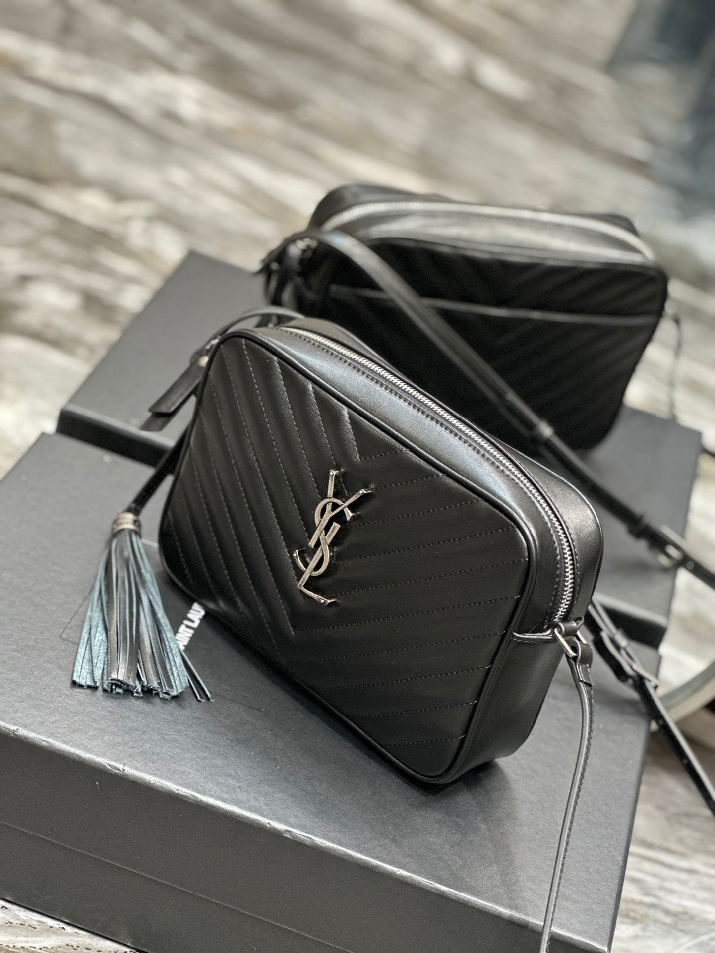 Saint Laurent Lou Camera Bag in Quilted Leather - Black