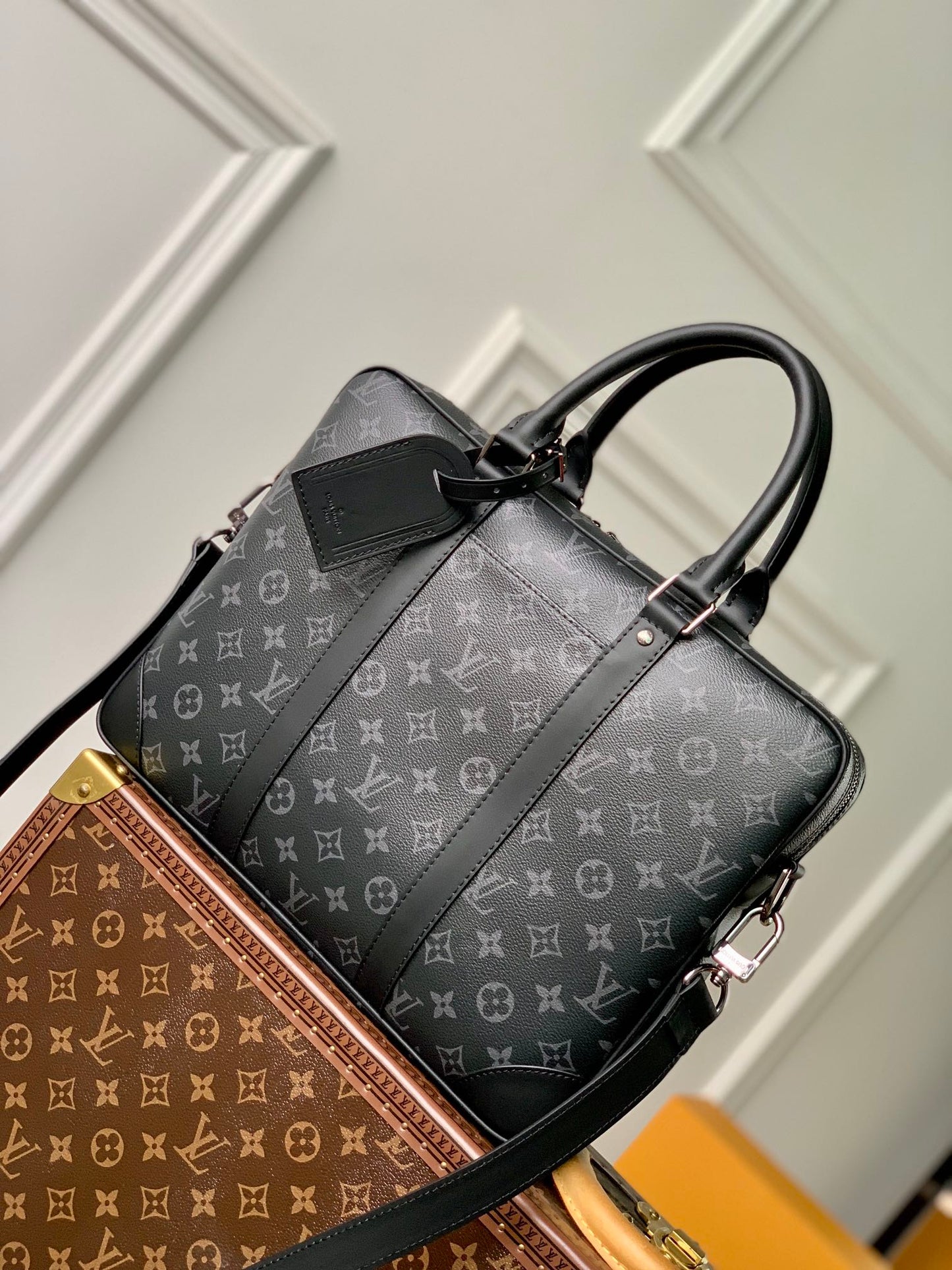 Louis Vuitton Porte-Documents Voyage PM Monogram Eclipse Canvas Briefcase