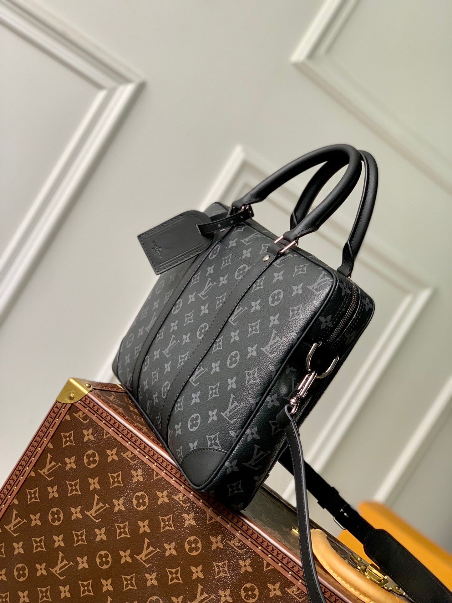 Louis Vuitton Porte-Documents Voyage PM Monogram Eclipse Canvas Briefcase