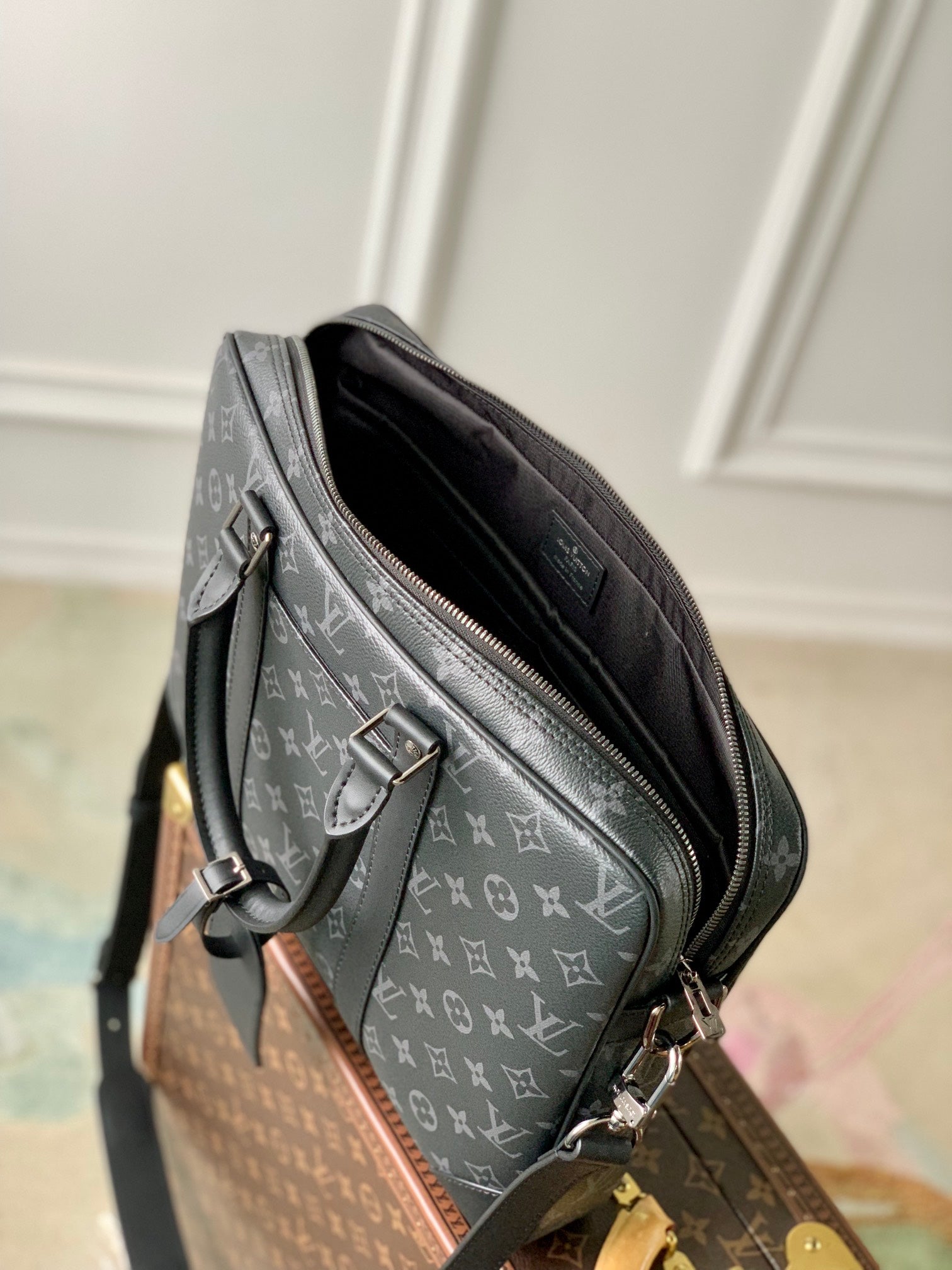 Louis Vuitton Porte-Documents Voyage PM Monogram Eclipse Canvas Briefcase
