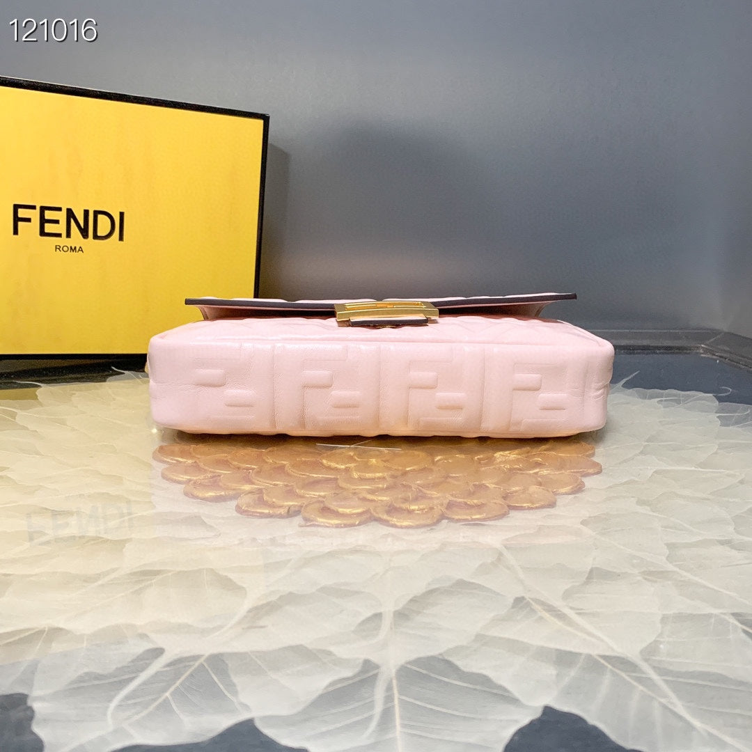 Fendi Baguette Light Pink Embossed Nappa Leather Bag