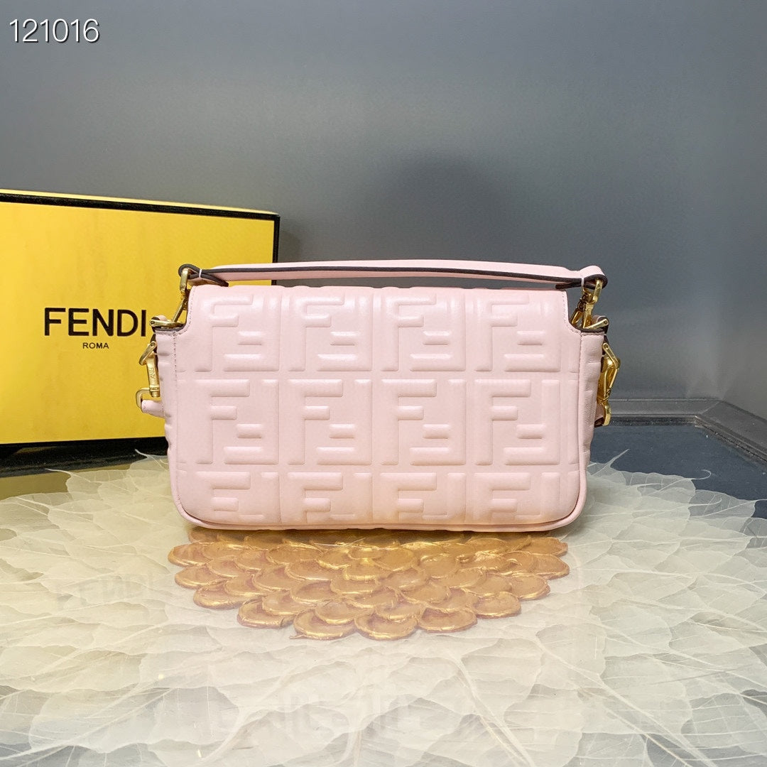 Fendi Baguette Light Pink Embossed Nappa Leather Bag