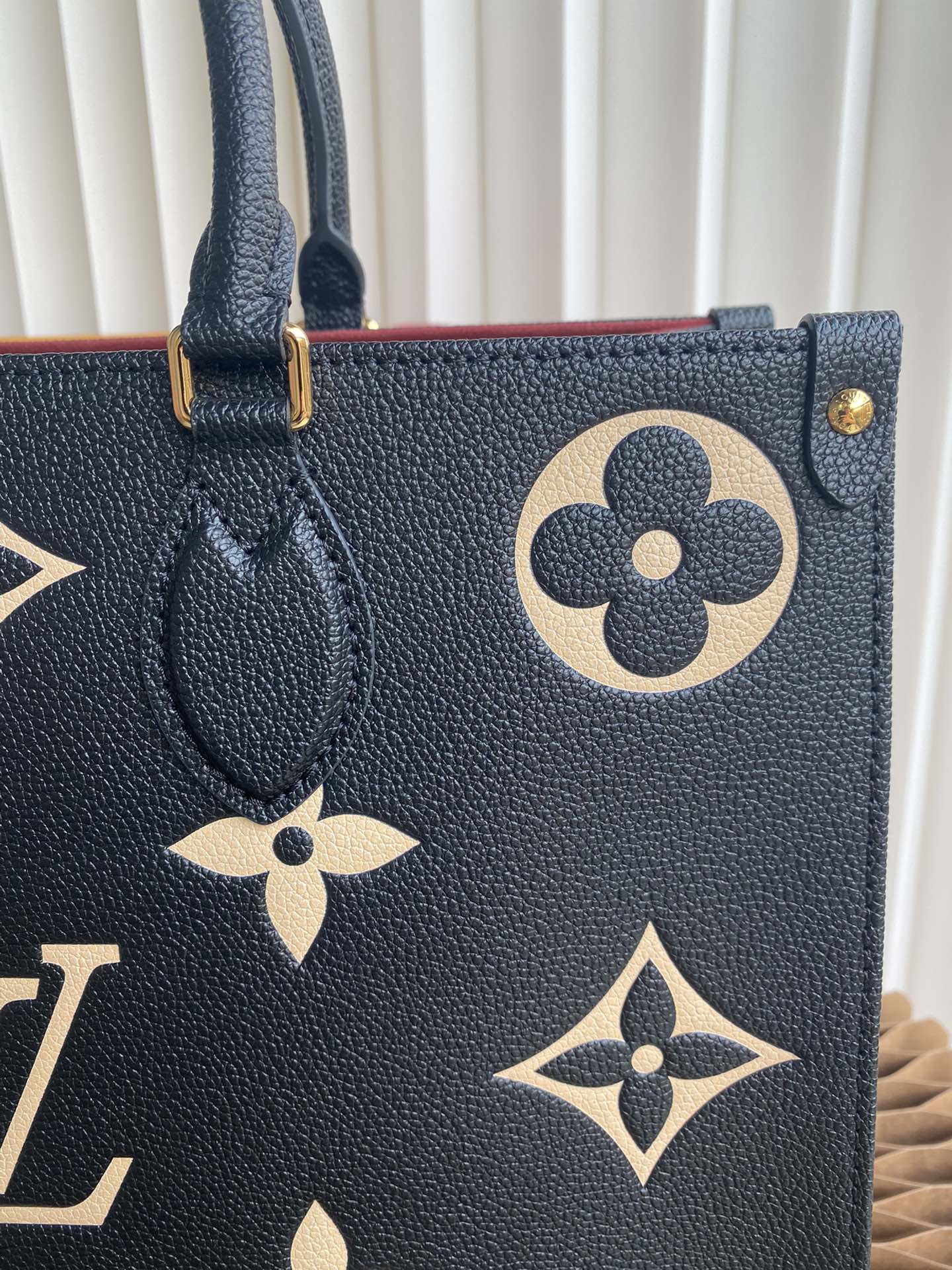 Louis Vuitton Onthego MM Monogram Empreinte Giant Leather Tote Bag - Black/Beige