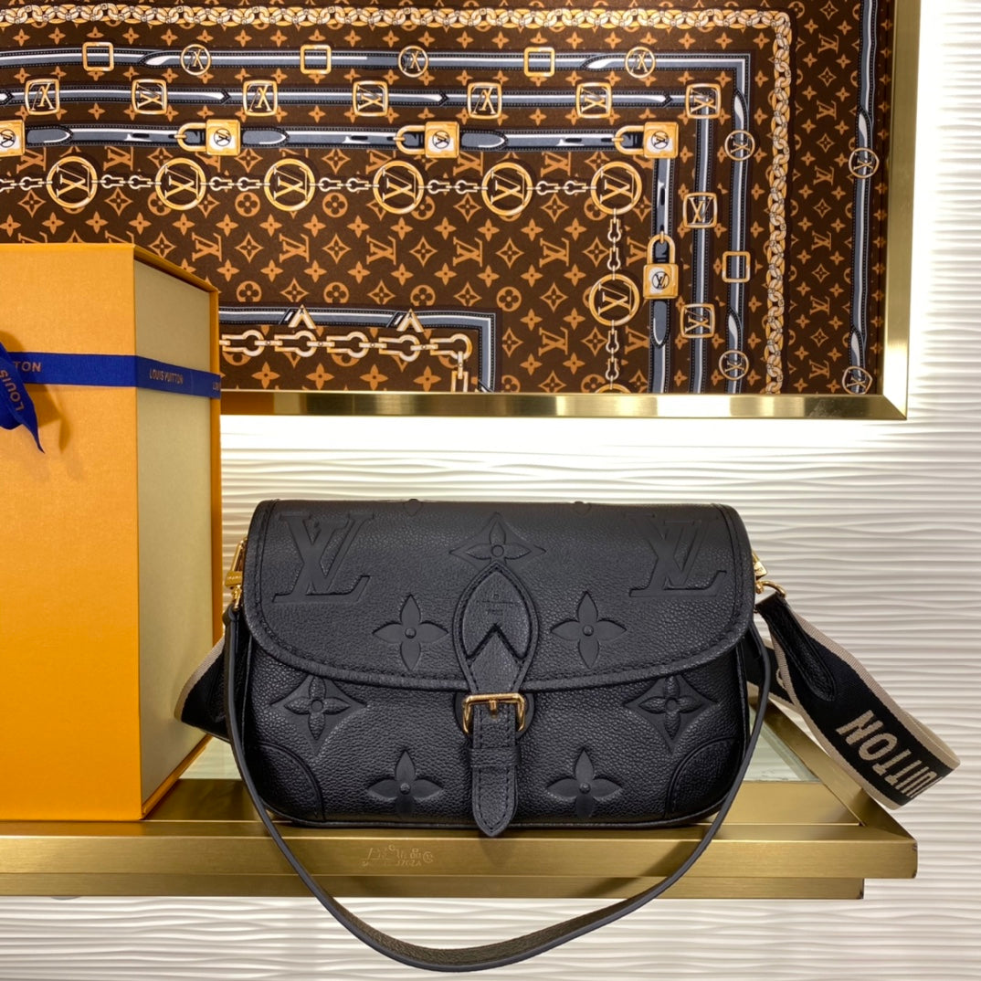 Louis Vuitton Diane Monogram Empreinte Leather Shoulder Bag - Black
