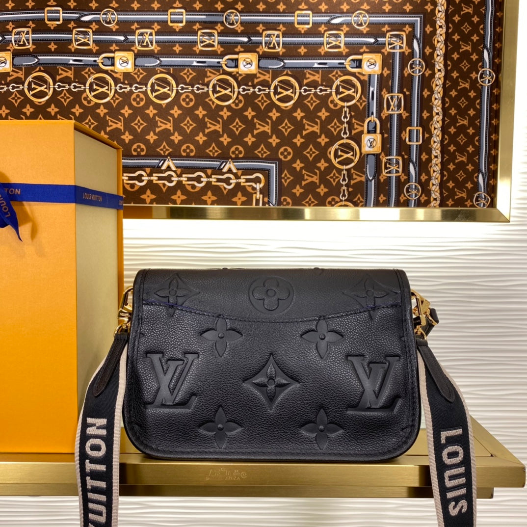 Louis Vuitton Diane Monogram Empreinte Leather Shoulder Bag - Black