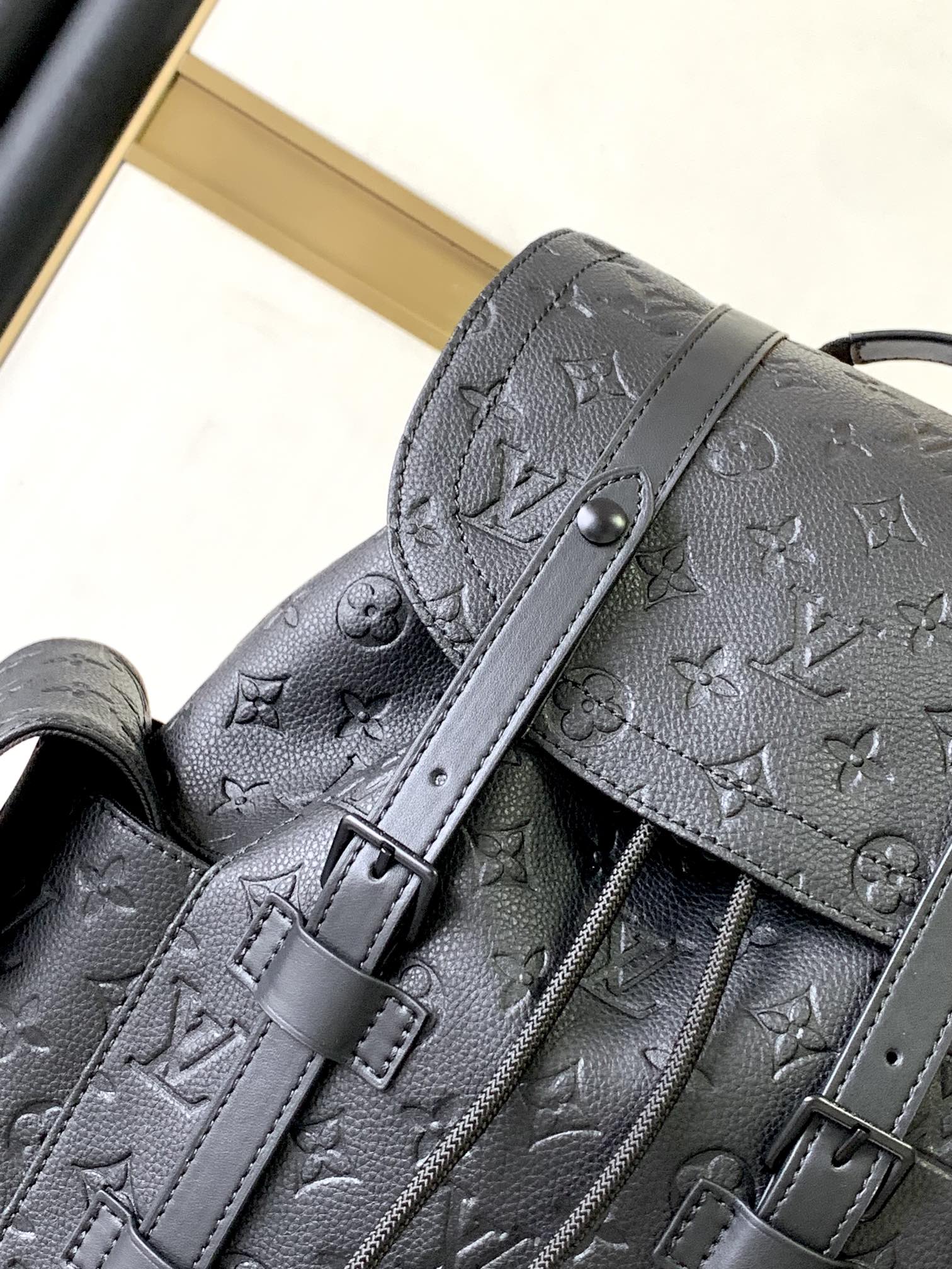 Louis Vuitton Christopher PM Monogram Shadow Black Leather Backpack