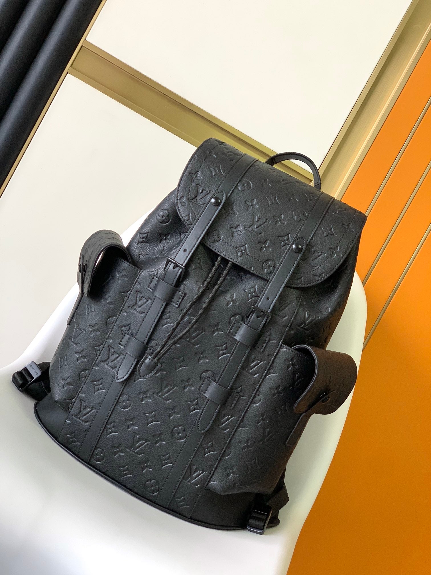 Louis Vuitton Christopher PM Monogram Shadow Black Leather Backpack