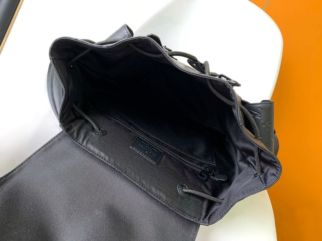 Louis Vuitton Christopher PM Monogram Shadow Black Leather Backpack