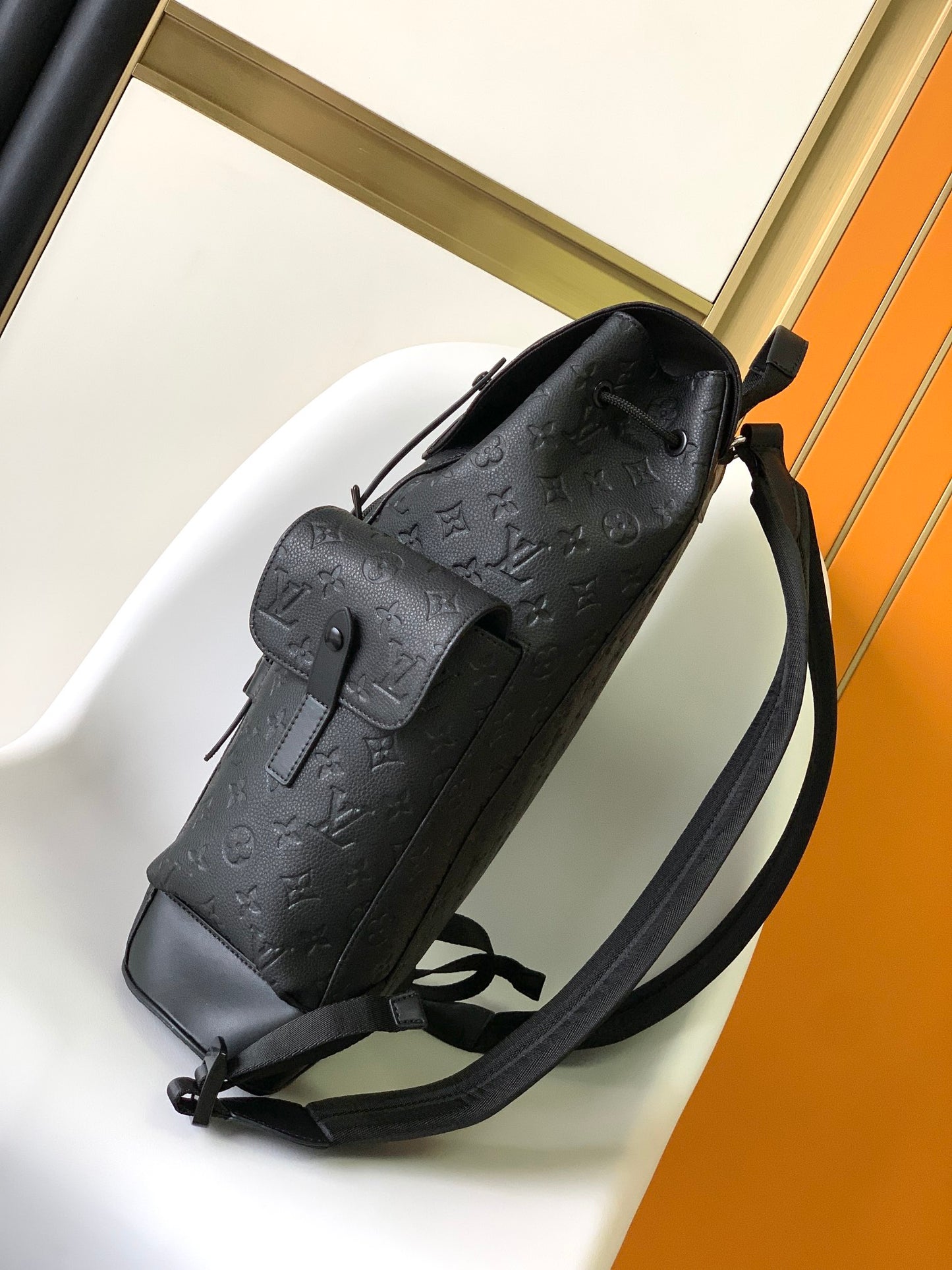Louis Vuitton Christopher PM Monogram Shadow Black Leather Backpack