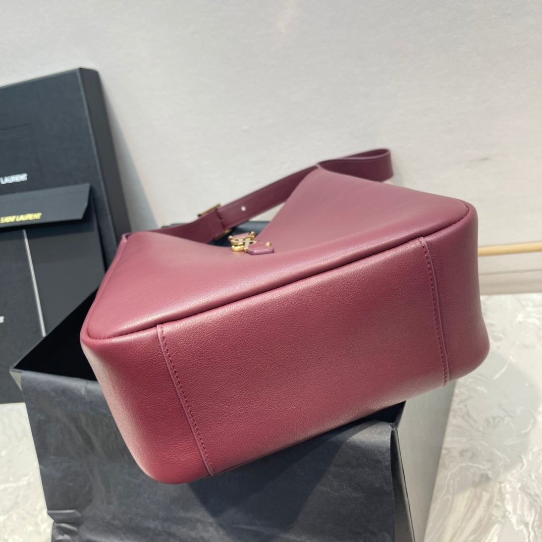 Saint Laurent Small 5 à 7 Hobo Bag in Burgundy Smooth Leather