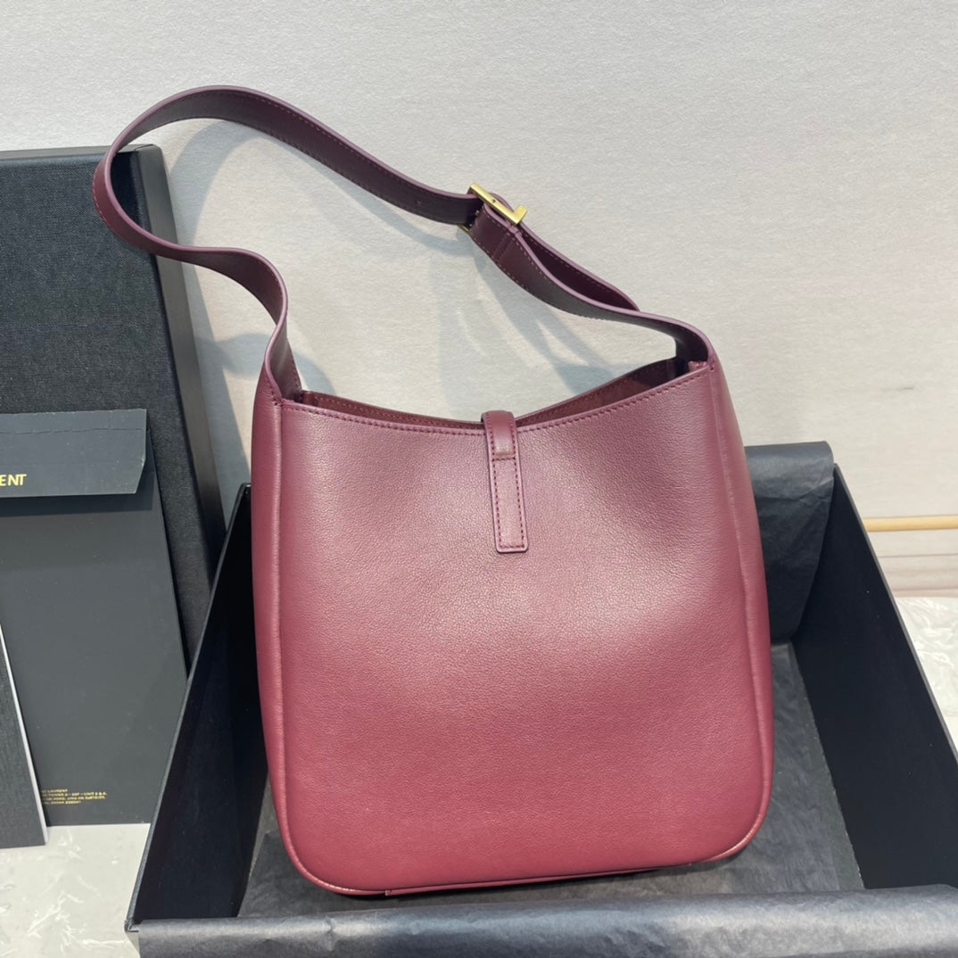 Saint Laurent Small 5 à 7 Hobo Bag in Burgundy Smooth Leather