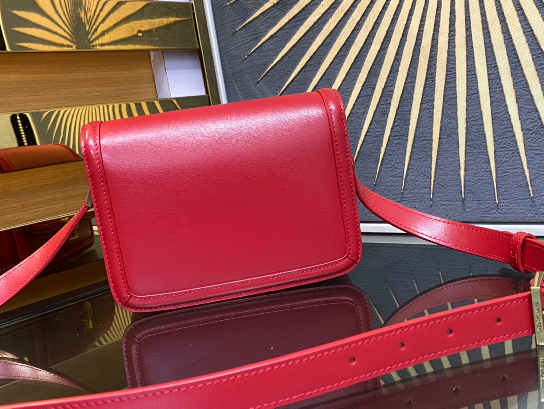 Saint Laurent Small Solferino Shoulder Bag in Red Leather