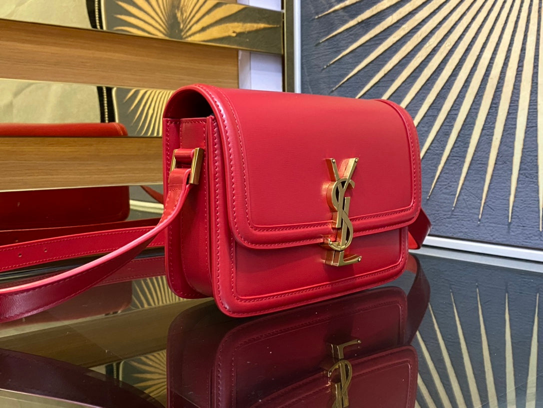 Saint Laurent Small Solferino Shoulder Bag in Red Leather