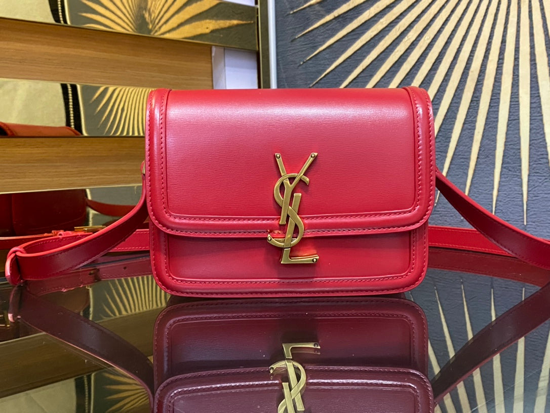 Saint Laurent Small Solferino Shoulder Bag in Red Leather