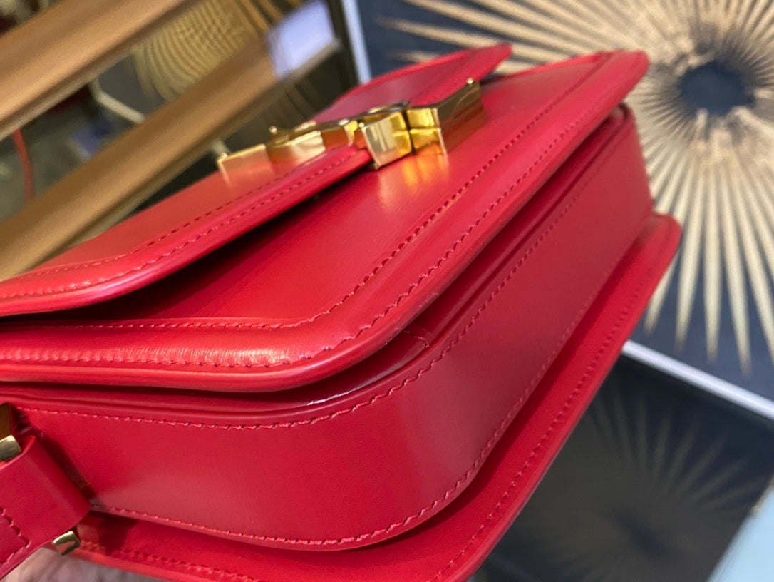 Saint Laurent Small Solferino Shoulder Bag in Red Leather