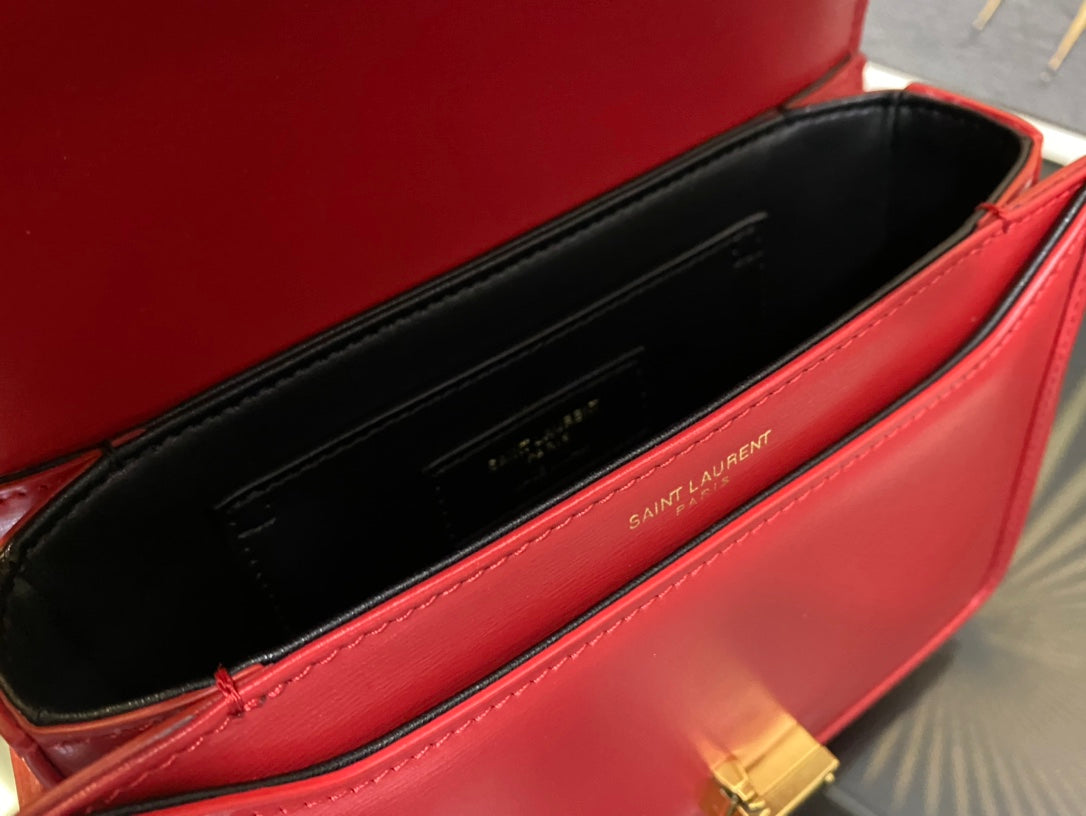 Saint Laurent Small Solferino Shoulder Bag in Red Leather