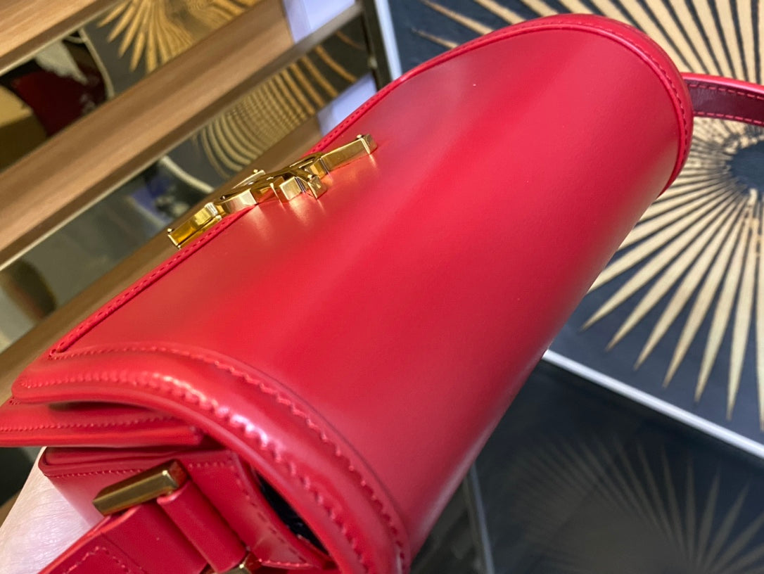 Saint Laurent Small Solferino Shoulder Bag in Red Leather
