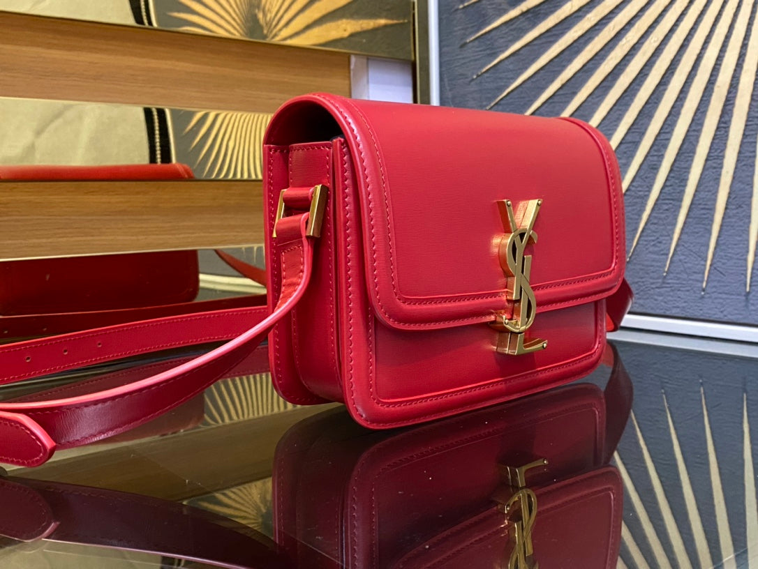 Saint Laurent Small Solferino Shoulder Bag in Red Leather