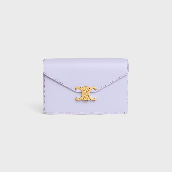 Celine Triomphe Card Holder on Chain in Lavender Leather