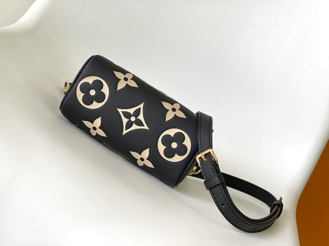 Louis Vuitton Nano Speedy Black Monogram Leather Top Handle Mini Bag