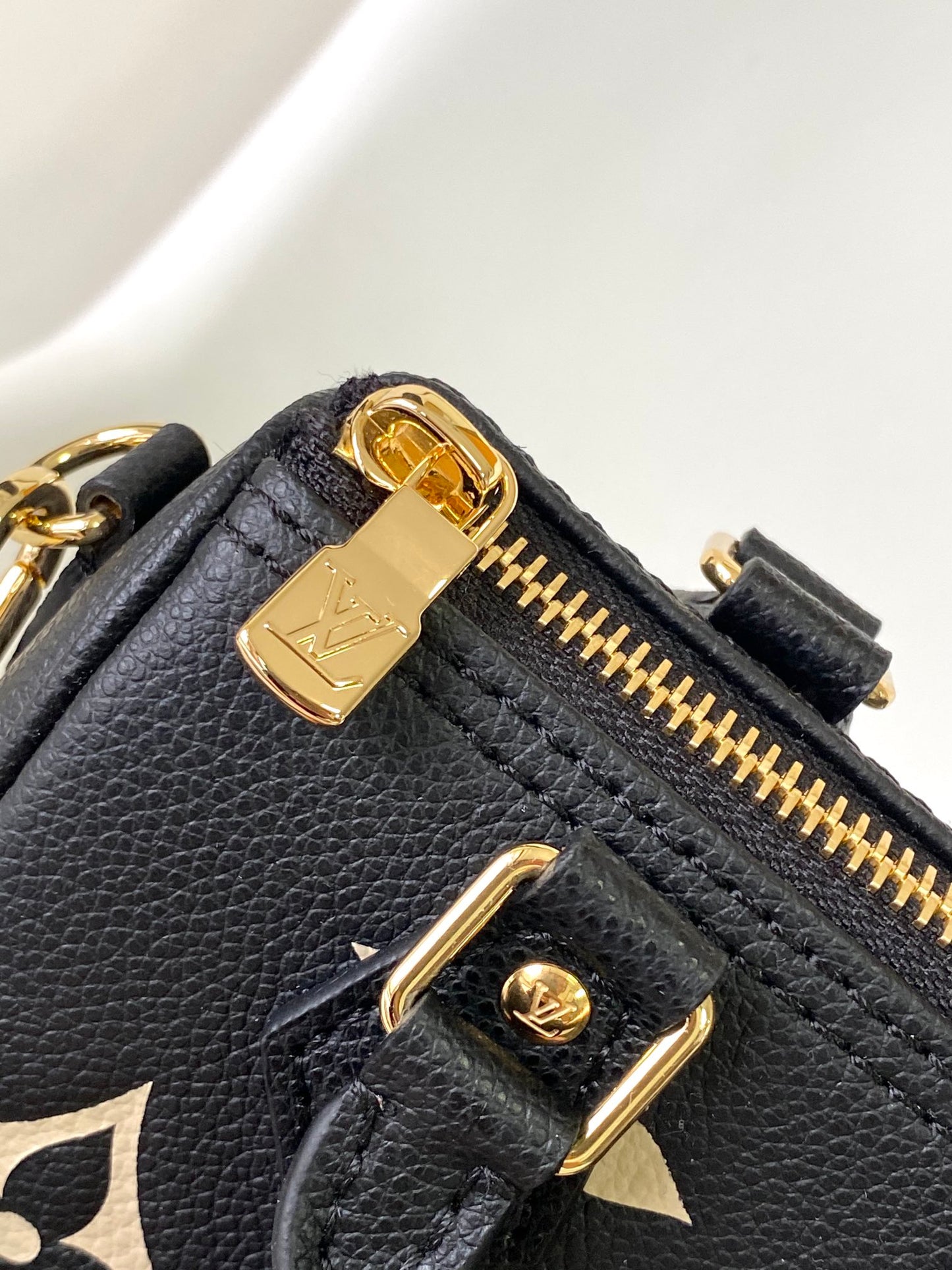 Louis Vuitton Nano Speedy Black Monogram Leather Top Handle Mini Bag