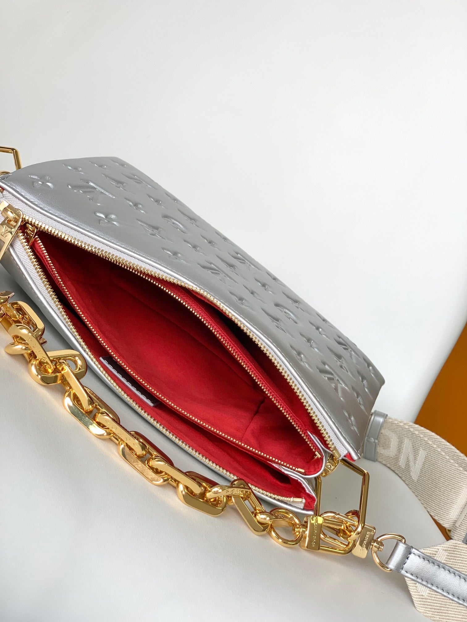 Louis Vuitton Coussin PM Silver Monogram Lambskin Shoulder Bag