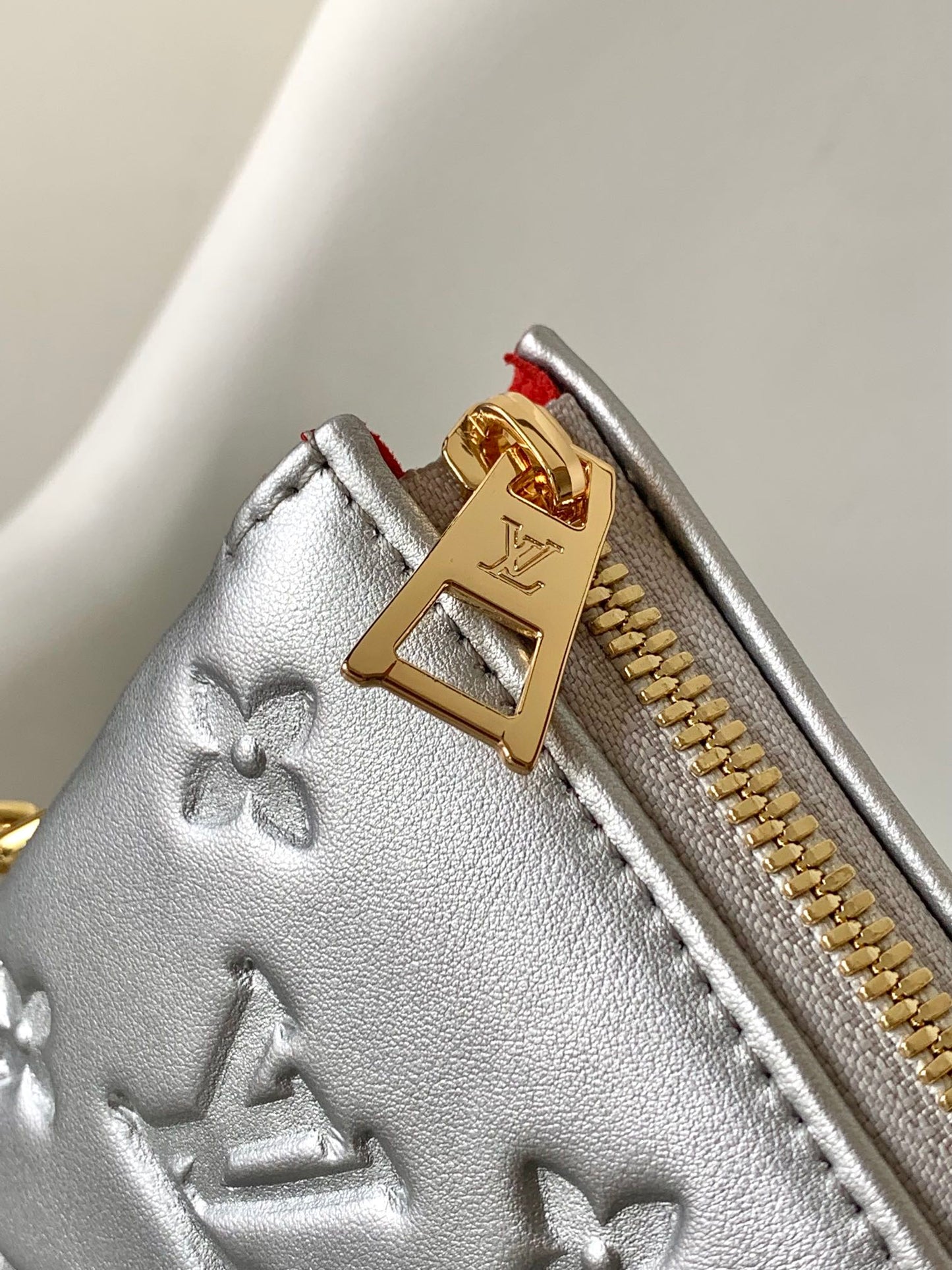 Louis Vuitton Coussin PM Silver Monogram Lambskin Shoulder Bag