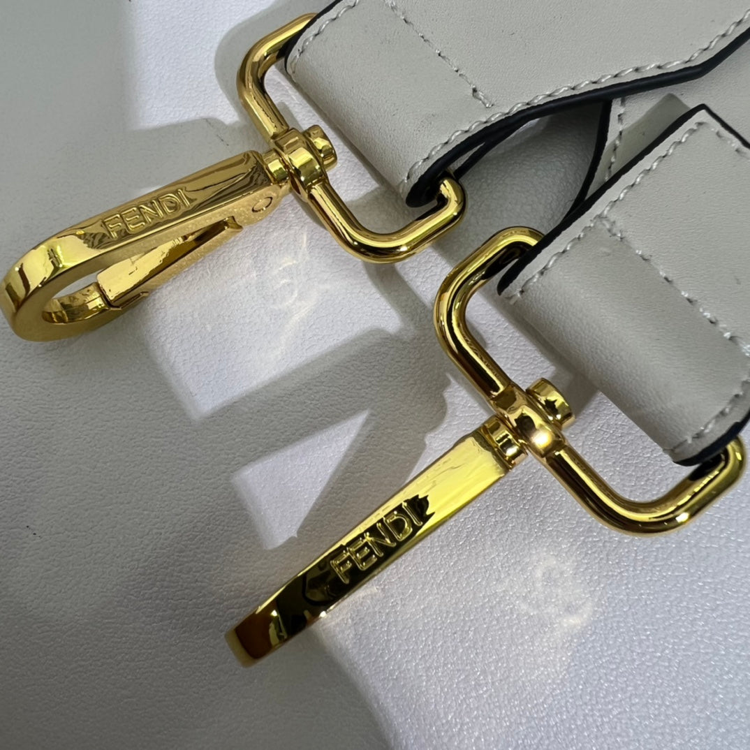 Fendi Sunshine Medium White Leather Tote Bag