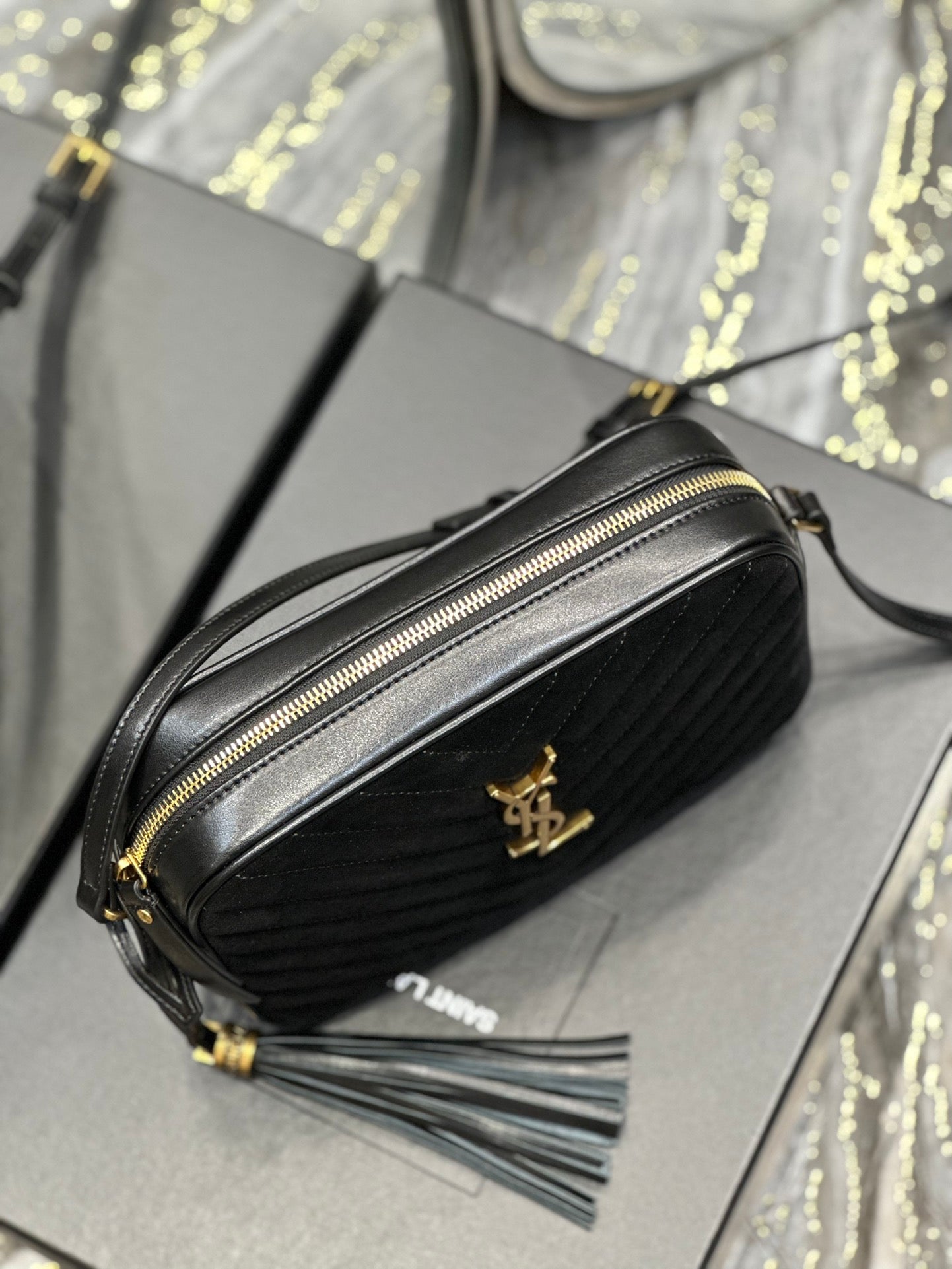 Saint Laurent Lou Medium Camera Bag in Quilted Leather - Black Gold