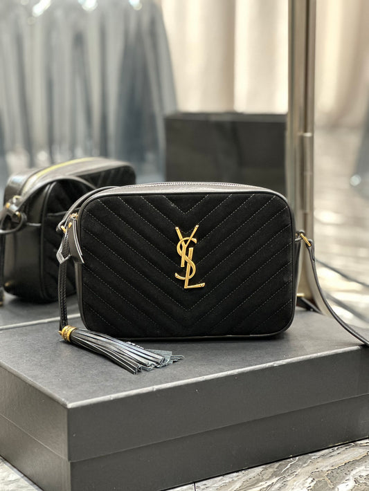 Saint Laurent Lou Medium Camera Bag in Quilted Leather - Black Gold