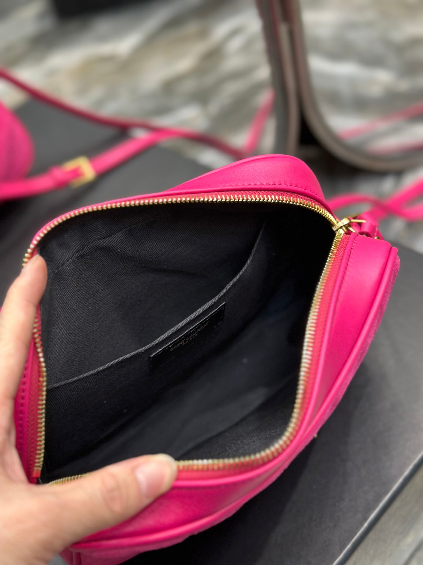 Saint Laurent Lou Camera Bag in Quilted Leather - Fuchsia