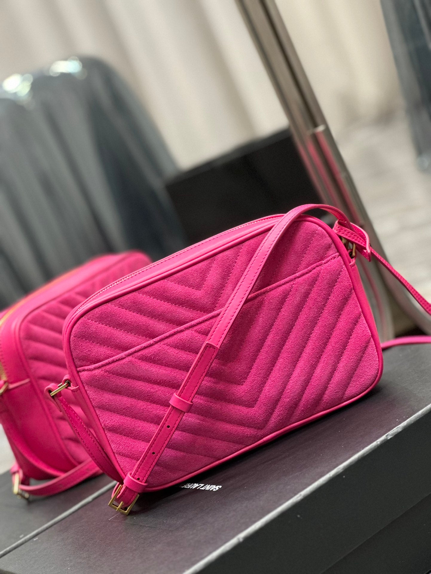 Saint Laurent Lou Camera Bag in Quilted Leather - Fuchsia