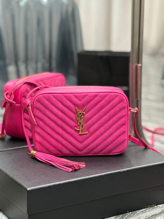 Saint Laurent Lou Camera Bag in Quilted Leather - Fuchsia