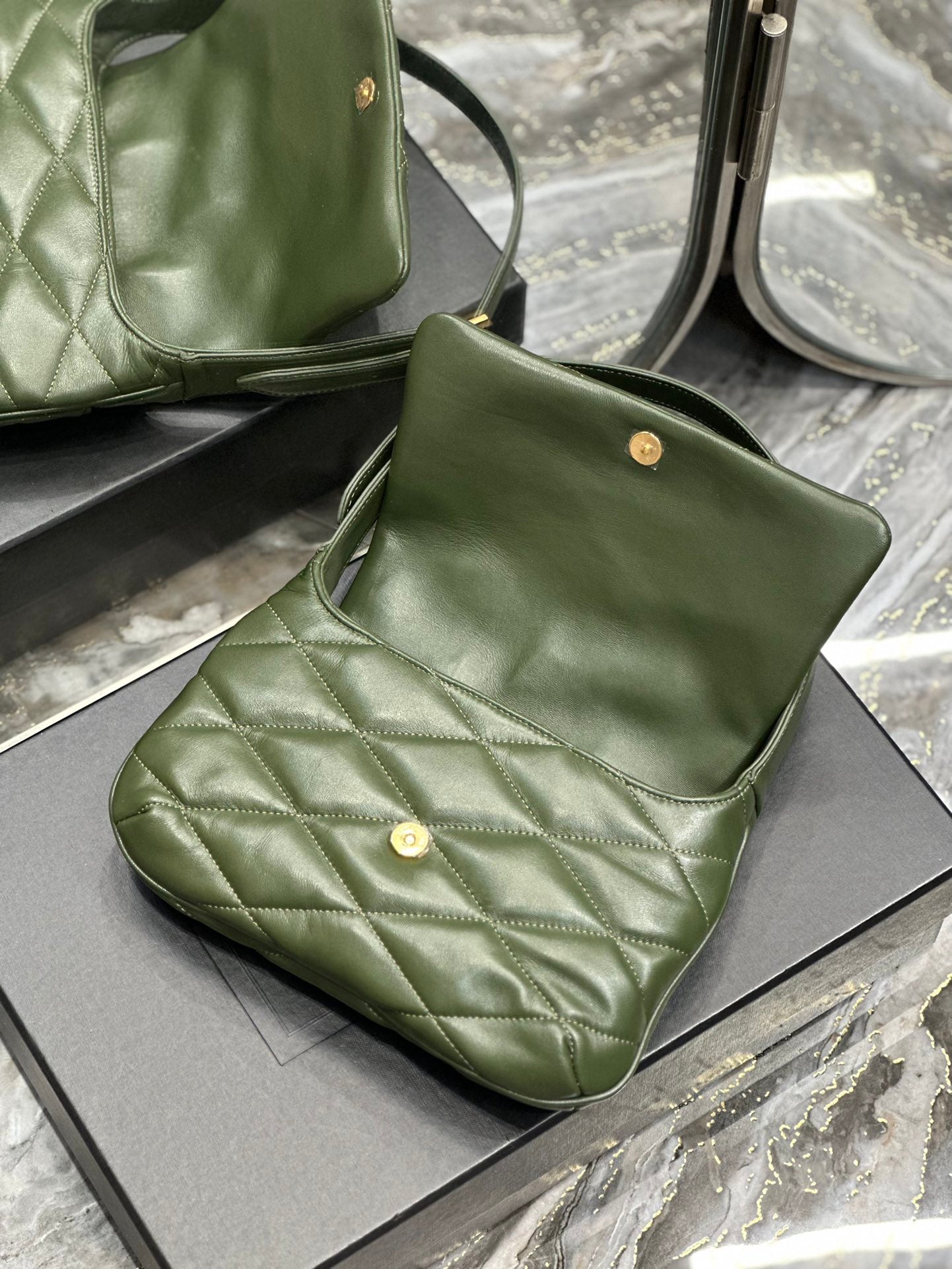 Saint Laurent YSL Jamie Quilted Lambskin Shoulder Bag - Olive Green