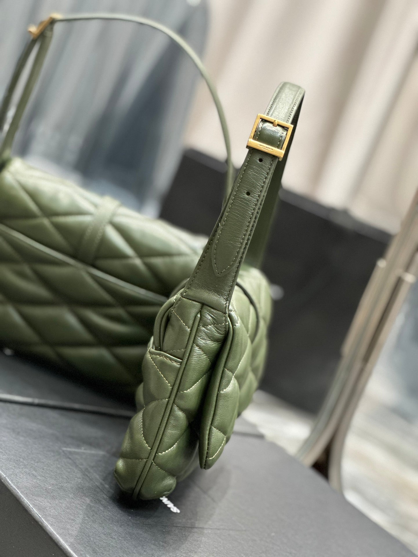 Saint Laurent YSL Jamie Quilted Lambskin Shoulder Bag - Olive Green