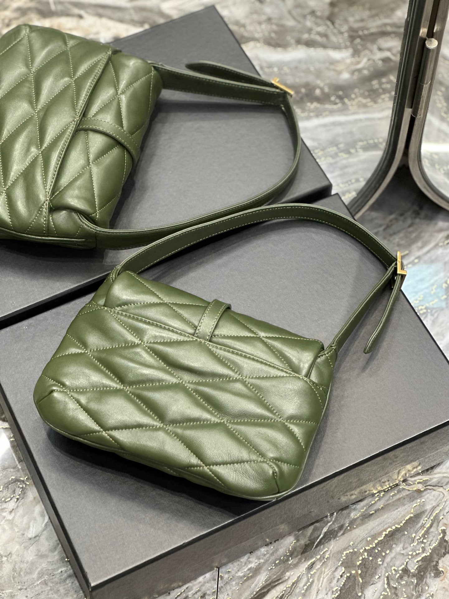 Saint Laurent YSL Jamie Quilted Lambskin Shoulder Bag - Olive Green
