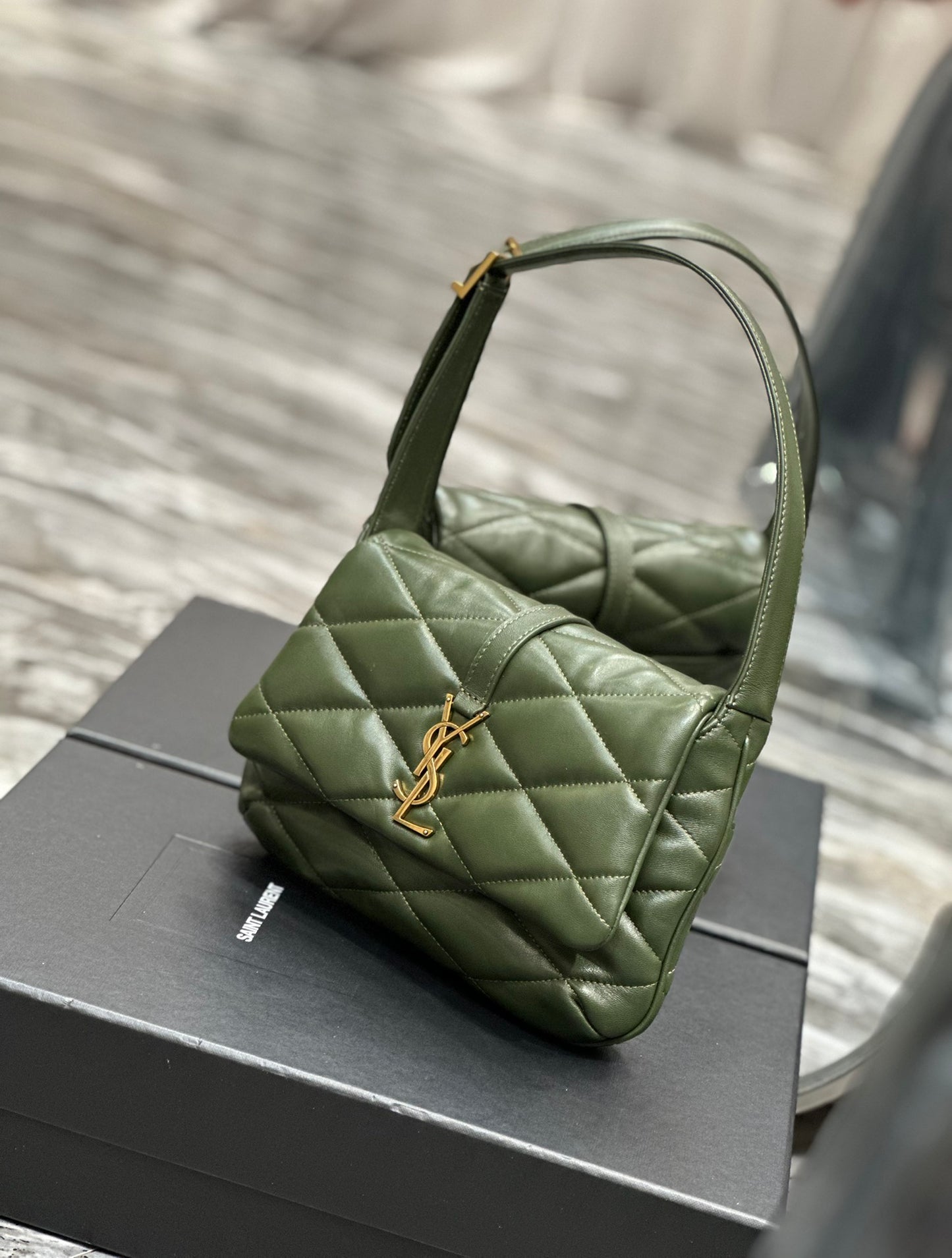 Saint Laurent YSL Jamie Quilted Lambskin Shoulder Bag - Olive Green