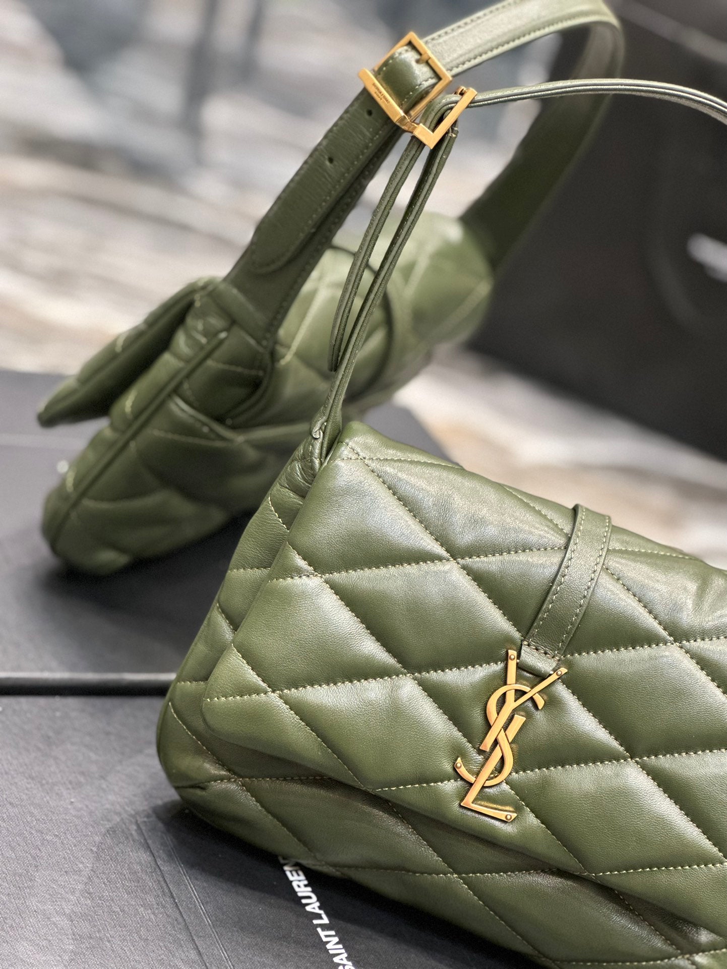 Saint Laurent YSL Jamie Quilted Lambskin Shoulder Bag - Olive Green
