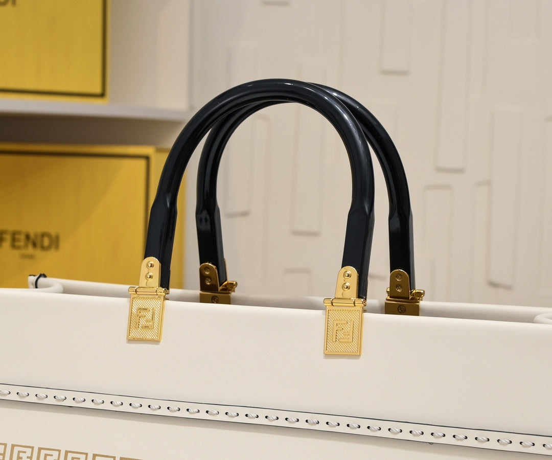 Fendace White Canvas Large Sunshine Tote Bag - Fendi x Versace Collaboration