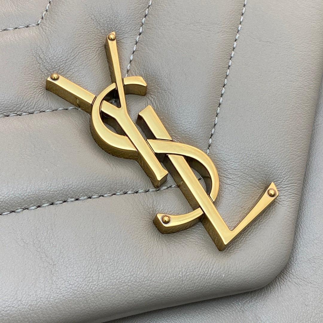 Saint Laurent Loulou Medium Chain Bag in Quilted Leather - Taupe