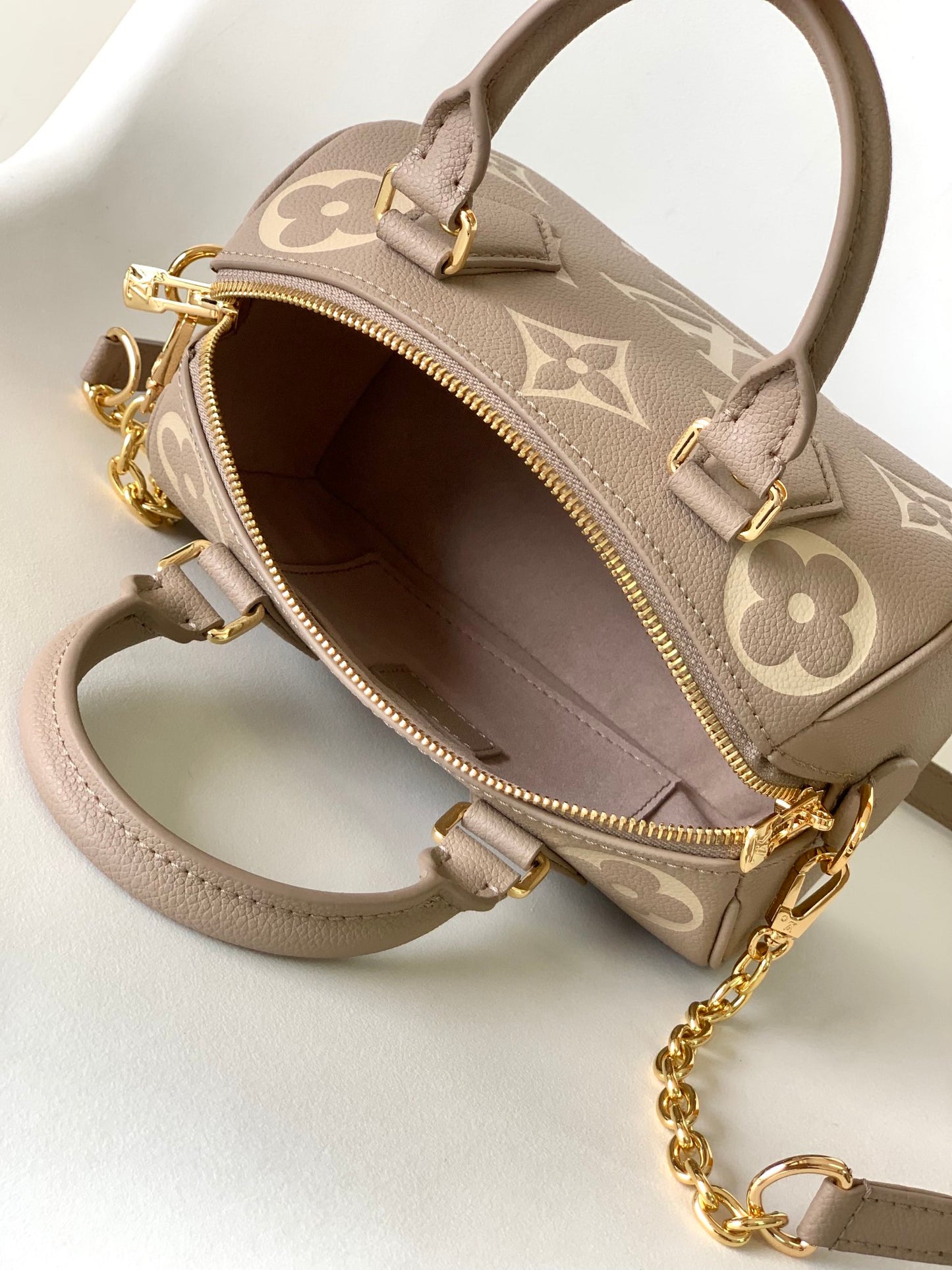 Louis Vuitton Nano Speedy Monogram Empreinte Leather Handbag - Turtledove/Cream