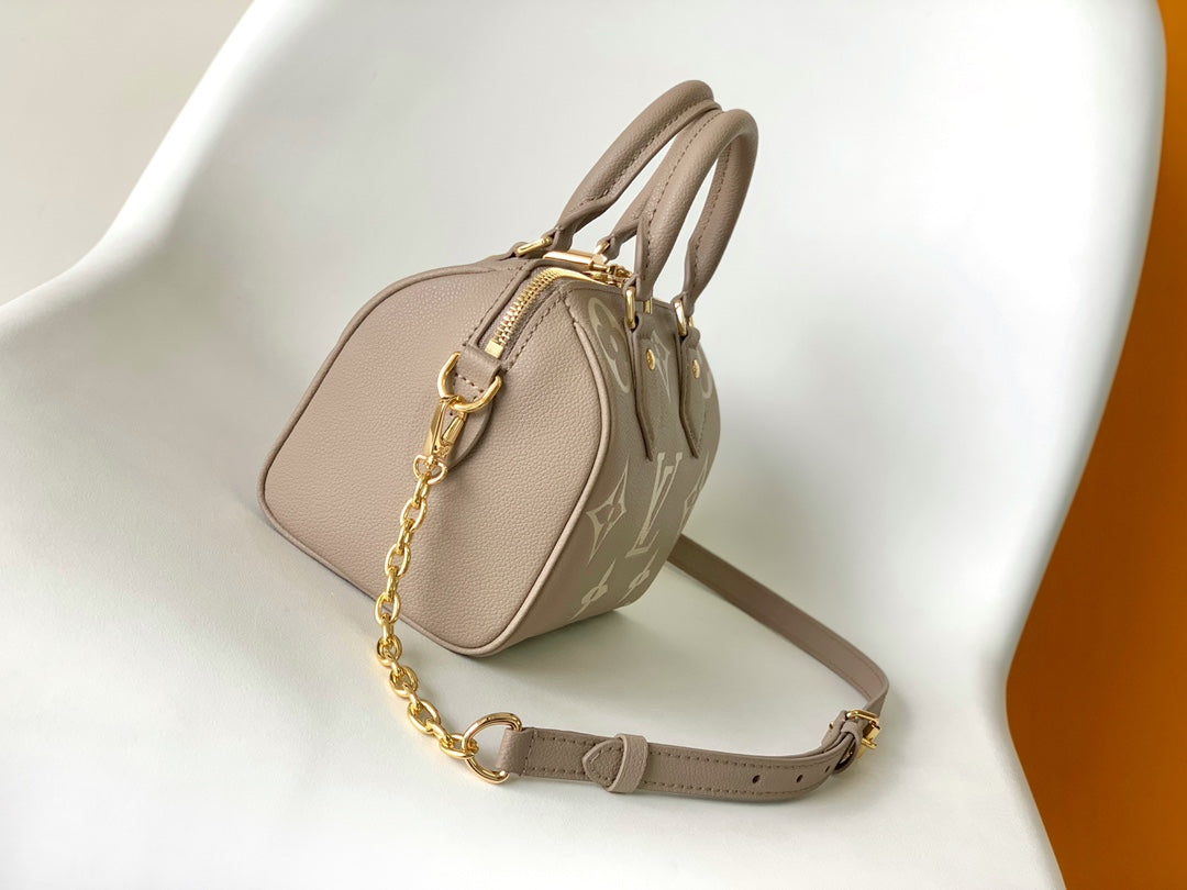 Louis Vuitton Nano Speedy Monogram Empreinte Leather Handbag - Turtledove/Cream
