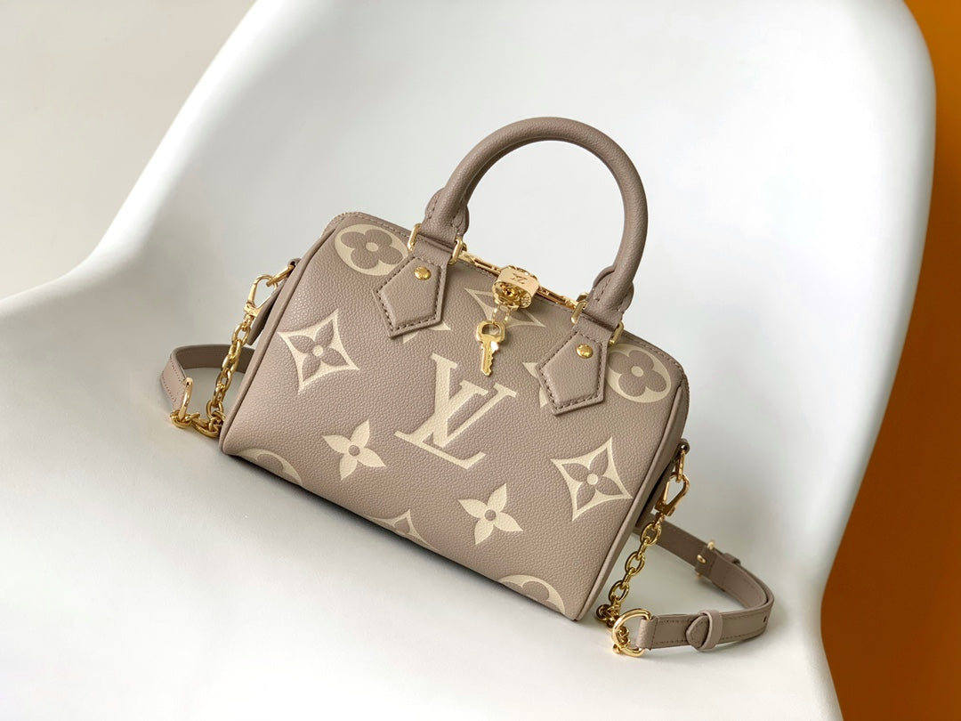 Louis Vuitton Nano Speedy Monogram Empreinte Leather Handbag - Turtledove/Cream